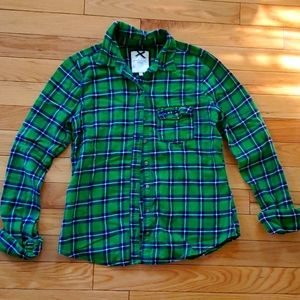 Long sleeve plaid flannel blouse